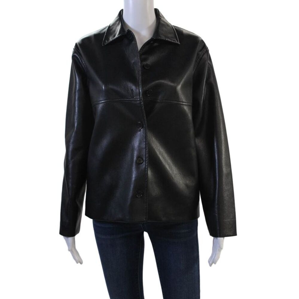 Sunday Best Women Biker Jacket Black Collared Button Long Sleeve Size 2XS